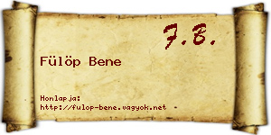 Fülöp Bene névjegykártya